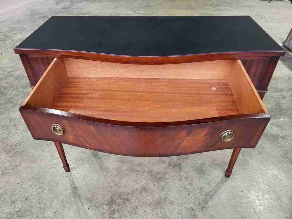 Antique repro mahogany serpentine sideboard serving table drawer fluted legs