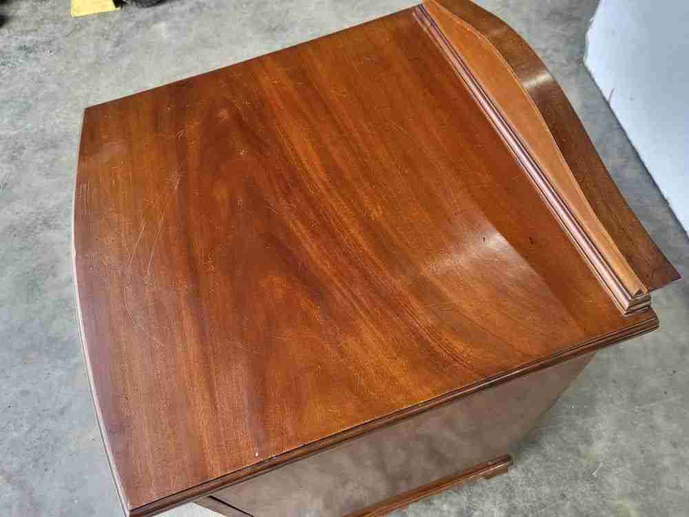 Antique bow front side end cupboard cabinet drawer