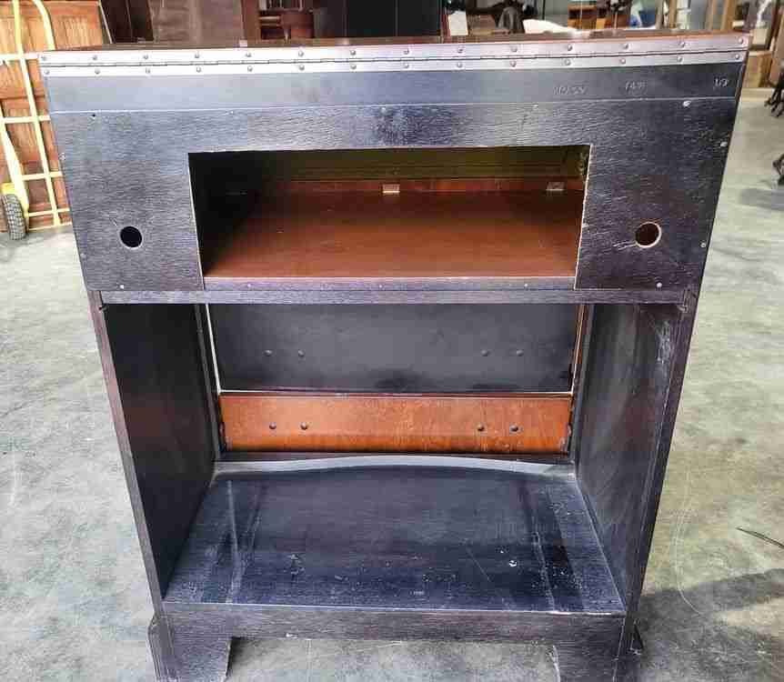 Antique repro mahogany T.V  entertainment cabinet faux bureau