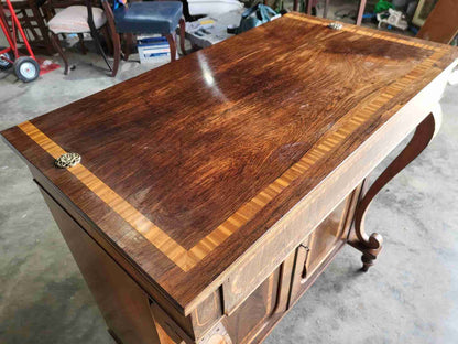 Antique inlaid small sideboard cupboard curved columns