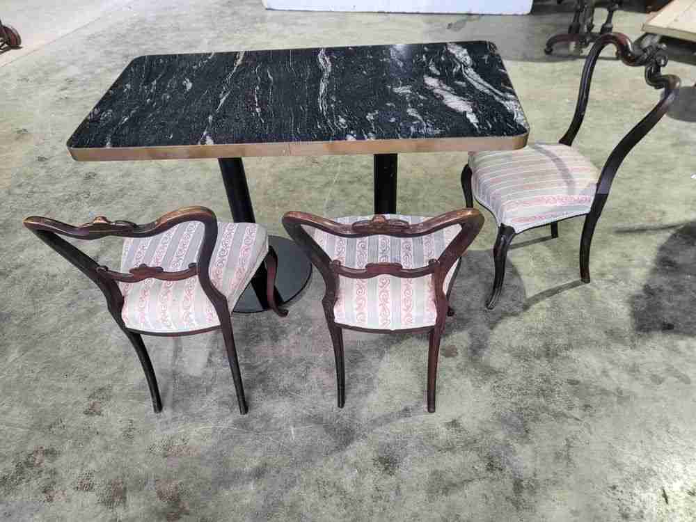 Small marble ? pedestal occasional dining work table seat 4
