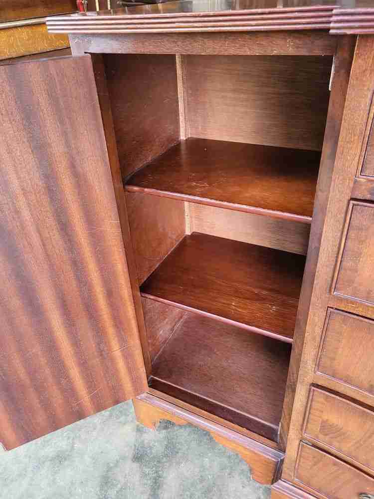 Antique repro small break front sideboard cupboard drawers