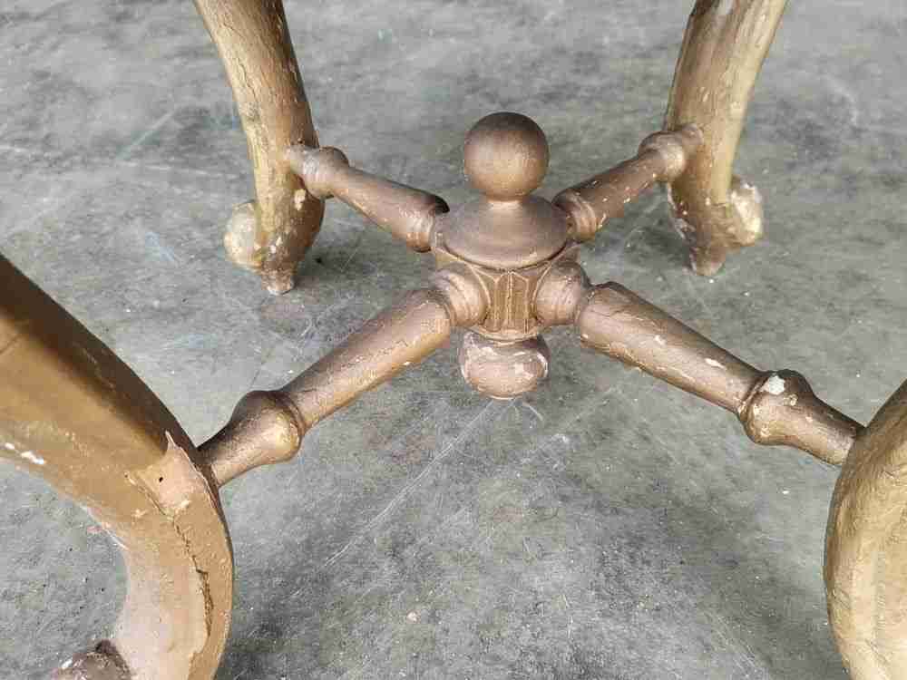 Antique Victorian round gilt cabriole legs tapestry stool seat