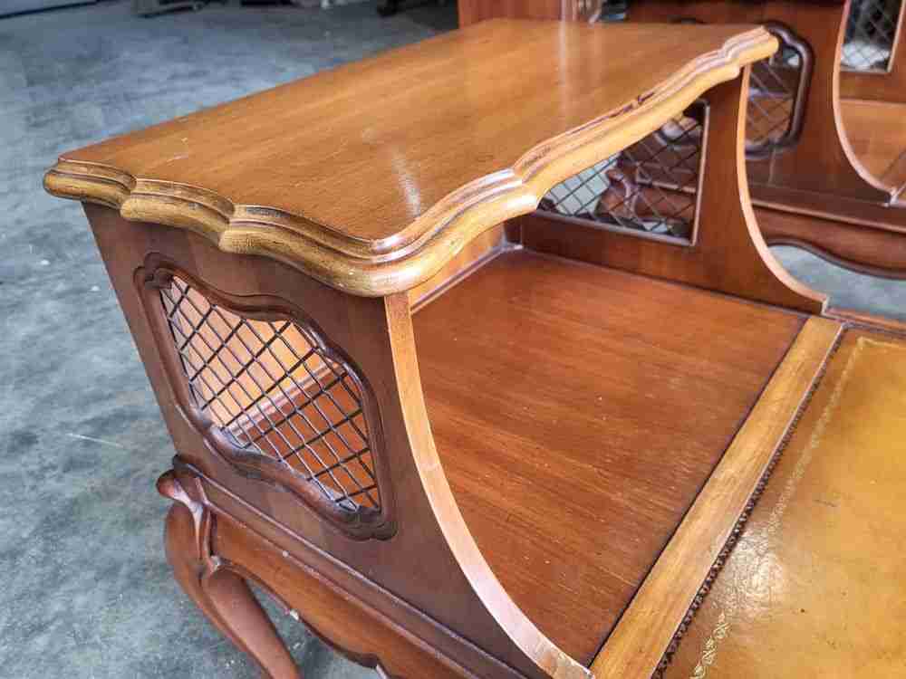Pair antique repro French side end sofa tables cabriole legs