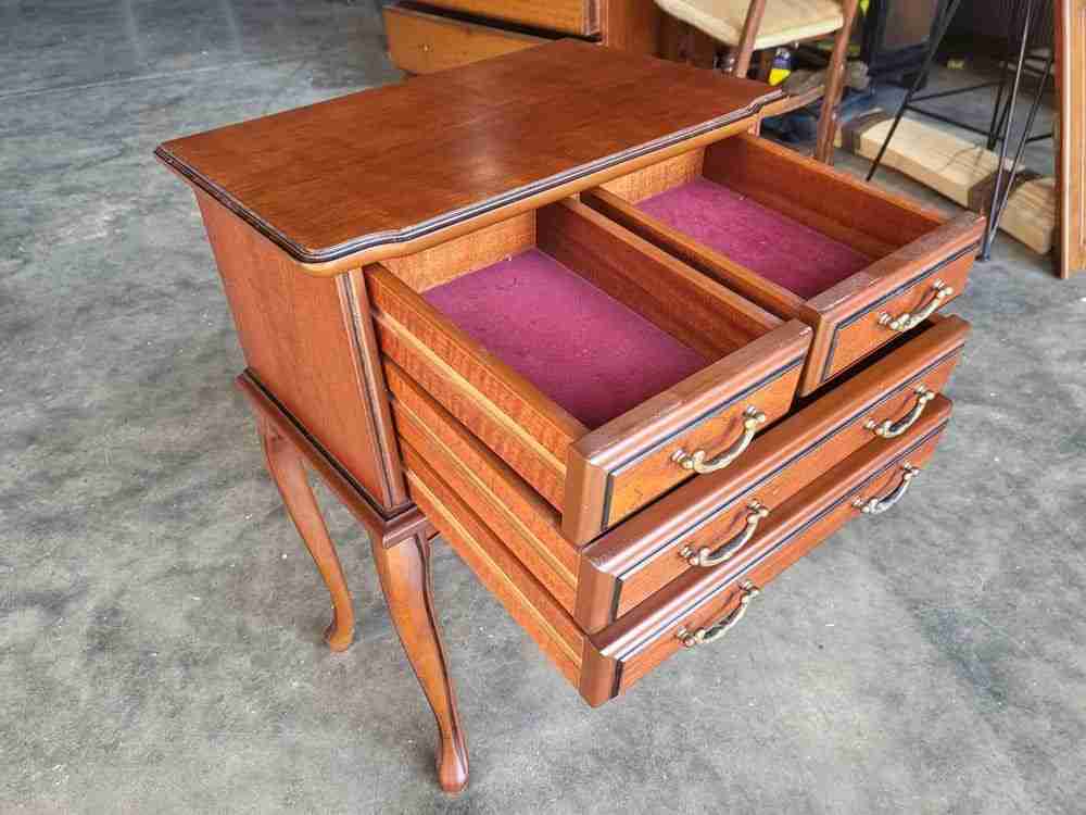Antique repro small side table cutlery collectors 2 over 2 drawers