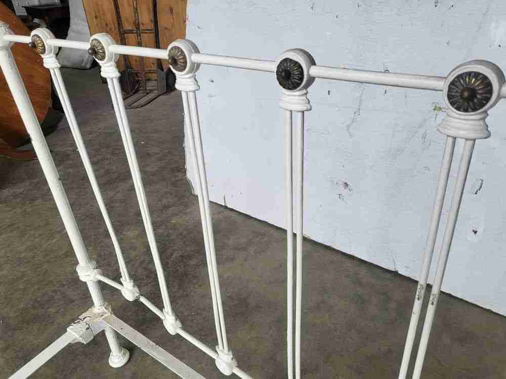 Antique Victorian single white cast iron bed frame