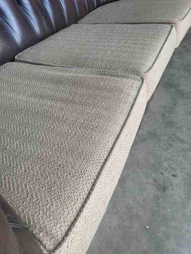 Antique repro button back 3 seat brown leather Chesterfield  sofa