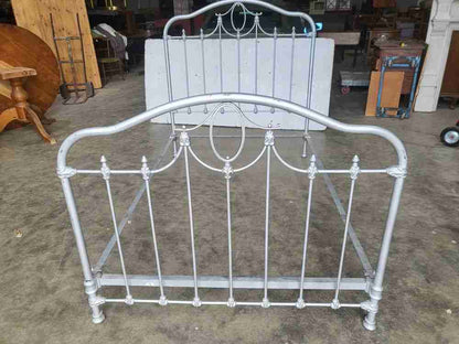 Antique Victorian cast iron small double bed frame + base