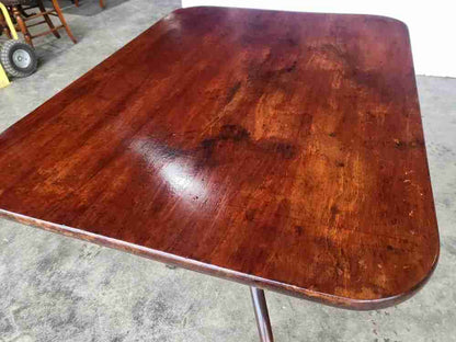 Antique tilt top rectangular pedestal tripod occasional table