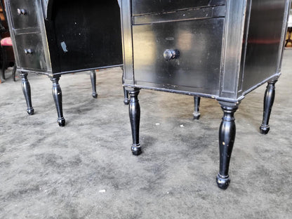 Black 7 drawers desk dressing table turned legs