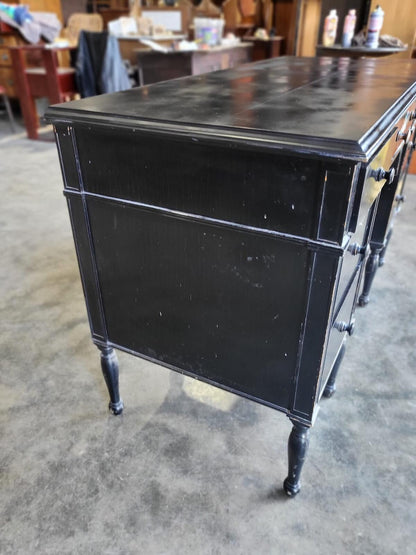 Black 7 drawers desk dressing table turned legs