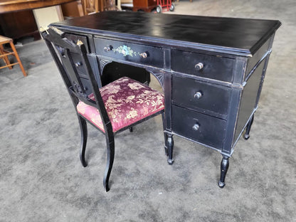 Black 7 drawers desk dressing table turned legs