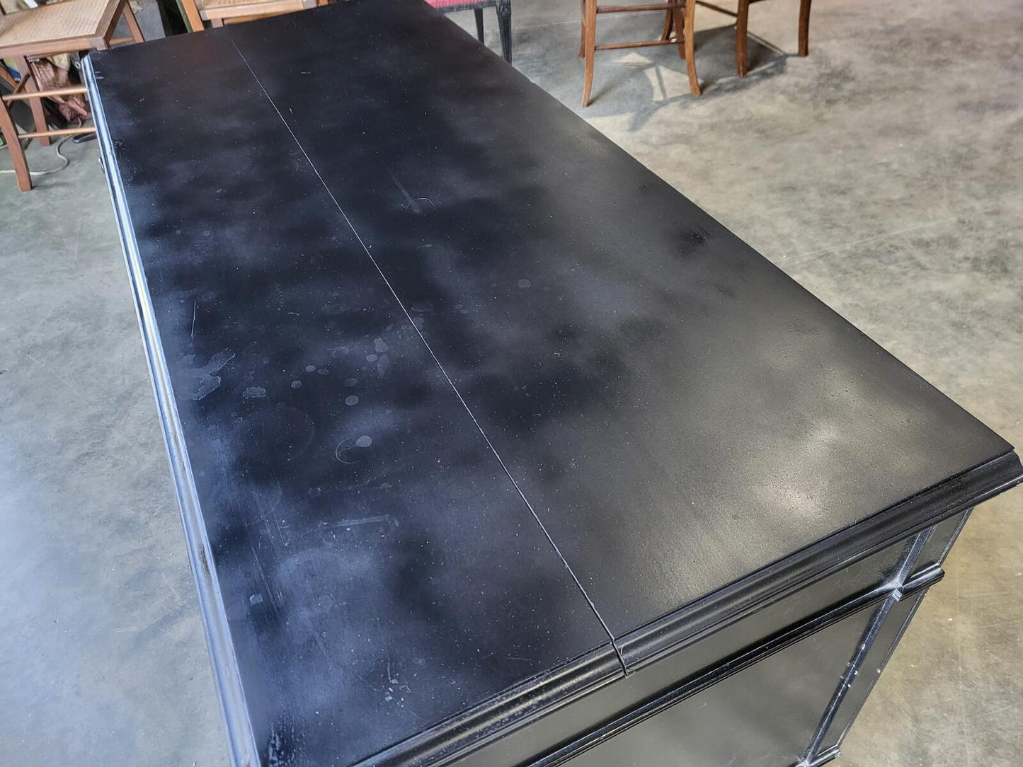 Black 7 drawers desk dressing table turned legs