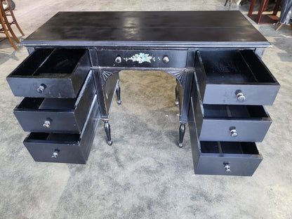 Black 7 drawers desk dressing table turned legs