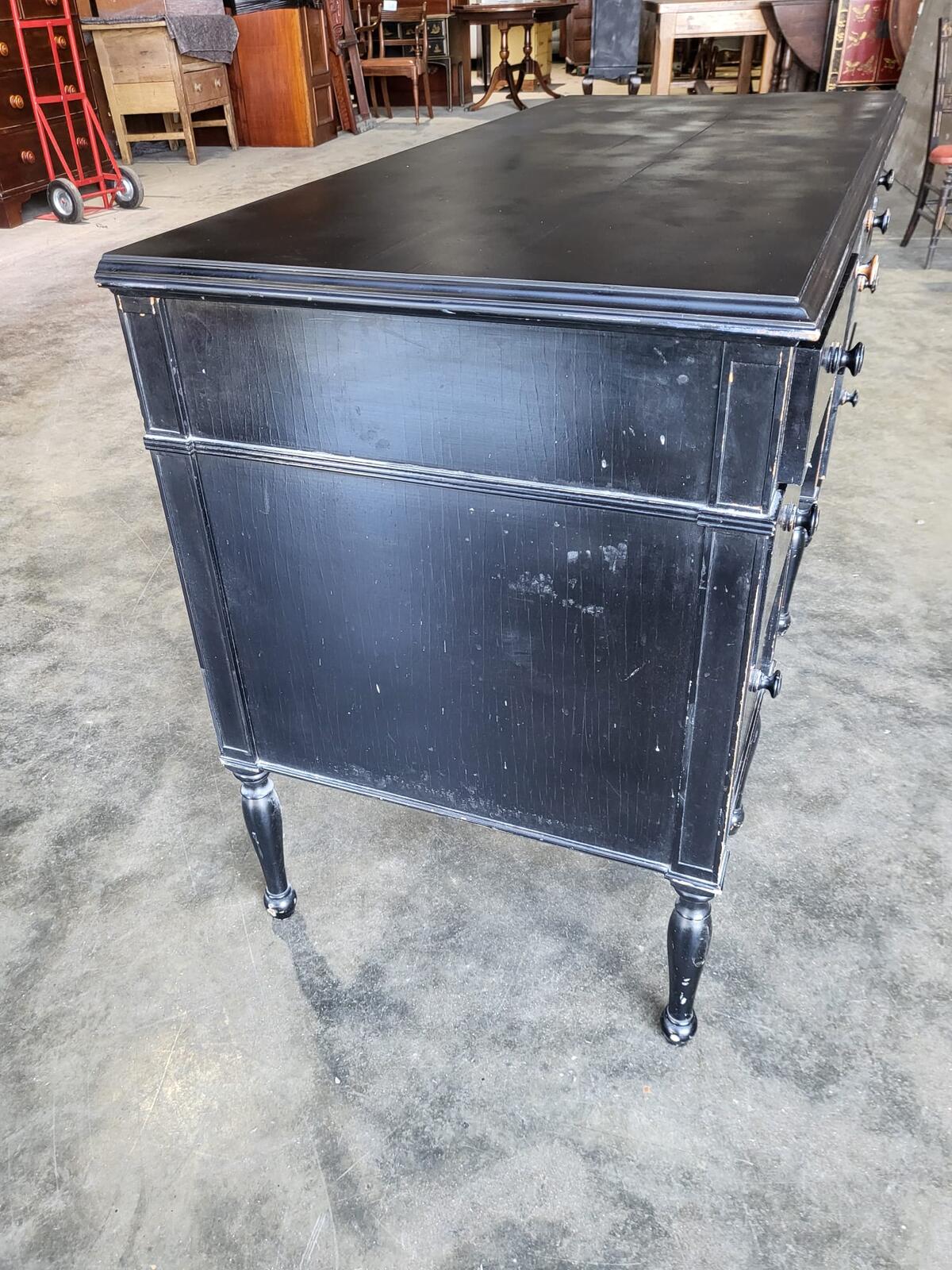 Black 7 drawers desk dressing table turned legs
