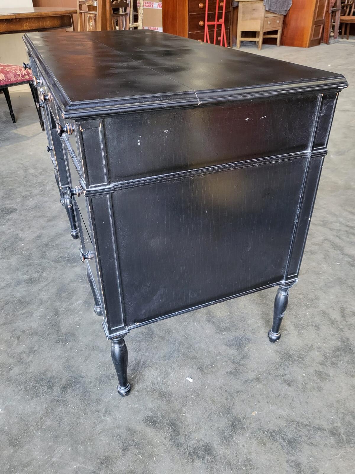 Black 7 drawers desk dressing table turned legs