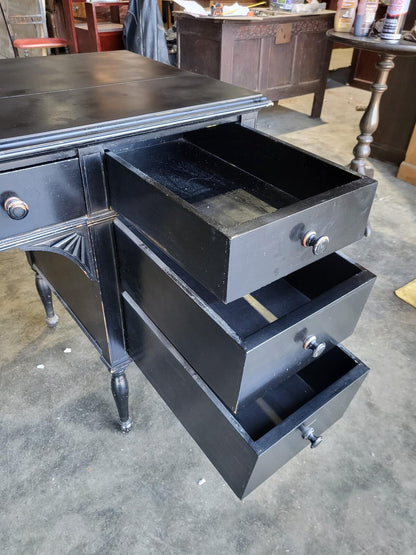 Black 7 drawers desk dressing table turned legs