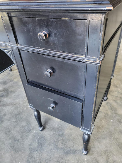 Black 7 drawers desk dressing table turned legs
