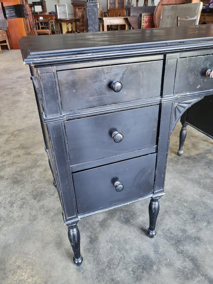Black 7 drawers desk dressing table turned legs