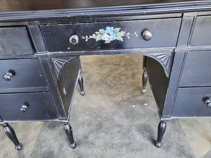 Black 7 drawers desk dressing table turned legs
