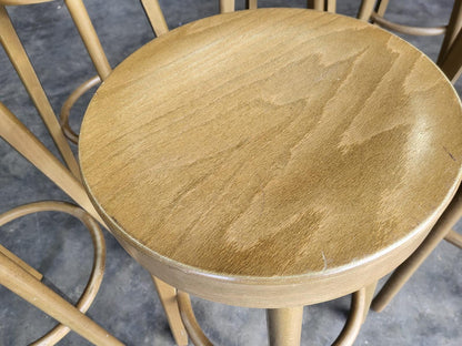Seven 7 tall round wooden beech bar kitchen pub stools