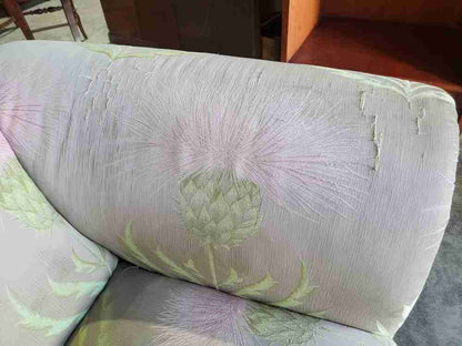 Curved small 2 seat silk floral sofa shabby bed end seat