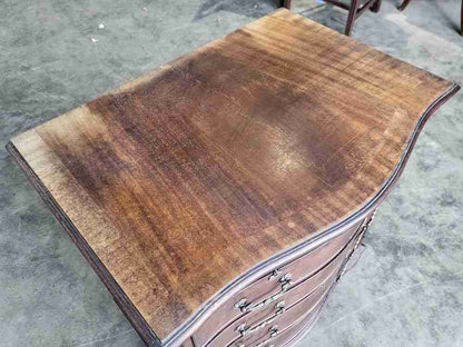 Antique repro serpentine small chest of drawers bracket feet tray desk