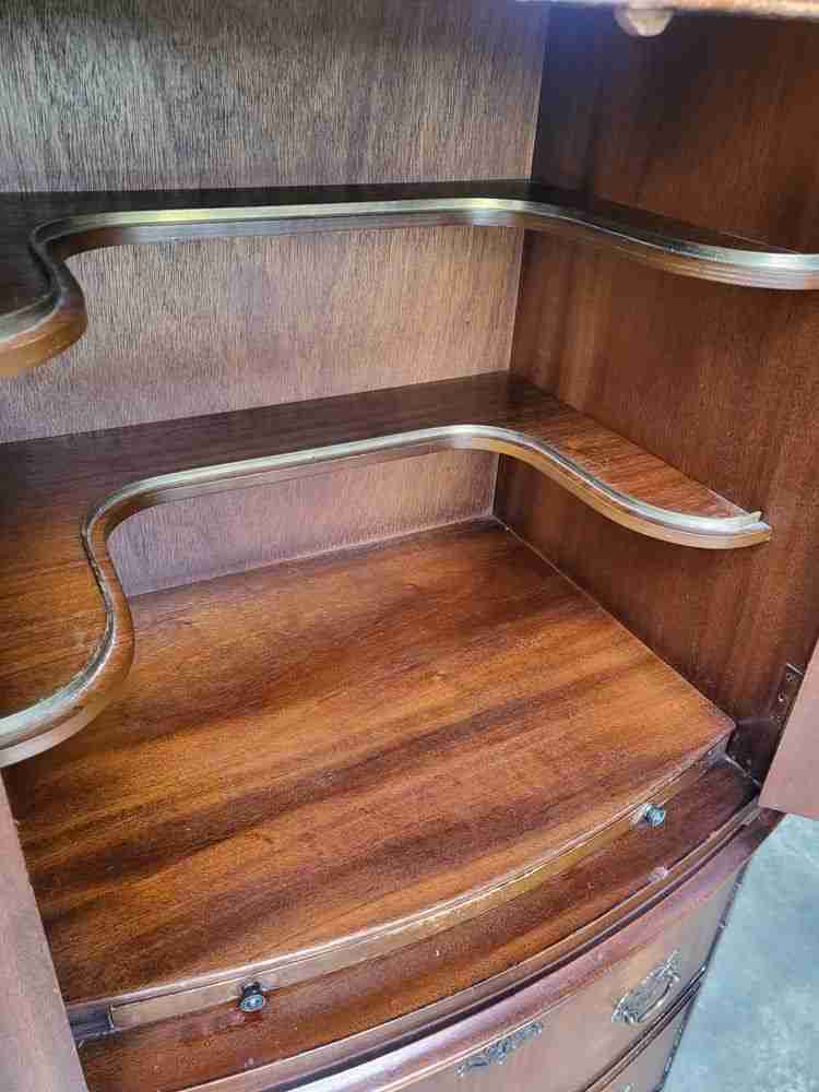 Antique repro mahogany small slim cocktail cabinet desk cupboard bureau