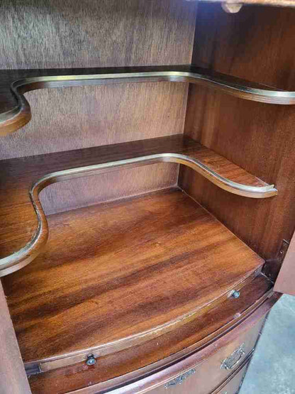 Antique repro mahogany small slim cocktail cabinet desk cupboard bureau