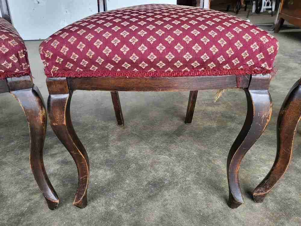 4 Antique art nouveau high back dining chairs curved legs