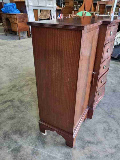 Antique repro small break front sideboard cupboard drawers