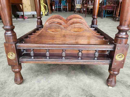 Antique Edwardian 2 tier mahogany square side end lamp table music filing