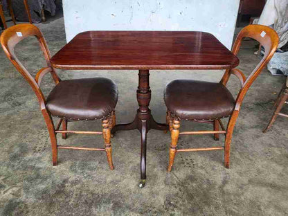 Antique tilt top rectangular pedestal tripod occasional table