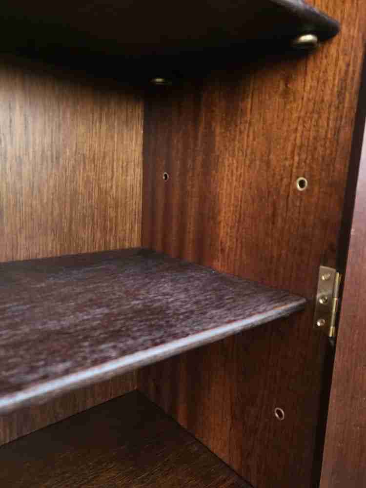 Antique mahogany repro tall slim glazed bookcase cabinet shelves