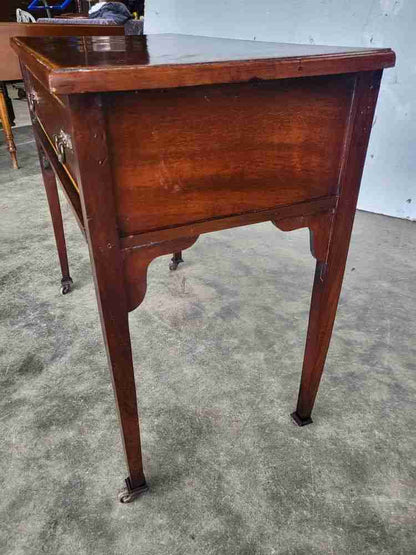 Antique Edwardian inlaid small single drawer hall serving table
