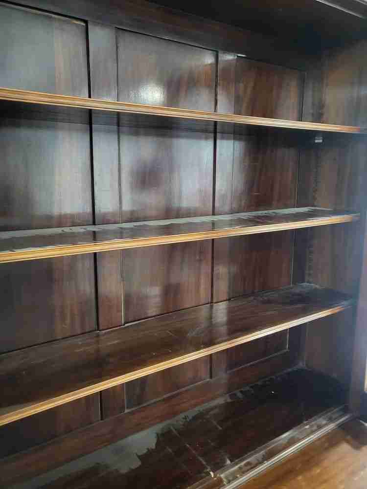 Antique Victorian large glazed bookcase cabinet cupboard drawers