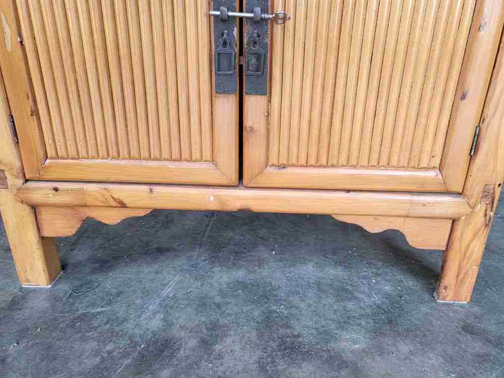 Vintage 20thC small Chinese cupboard cabinet 2 drawers square legs