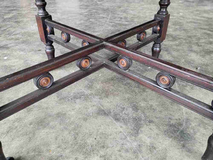 Antique inlaid octagonal occasional dining side table seat 4