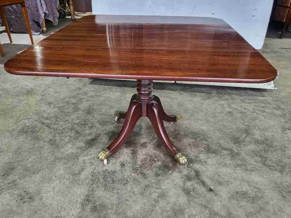Antique Victorian pedestal drop leaf quad base table seat 6