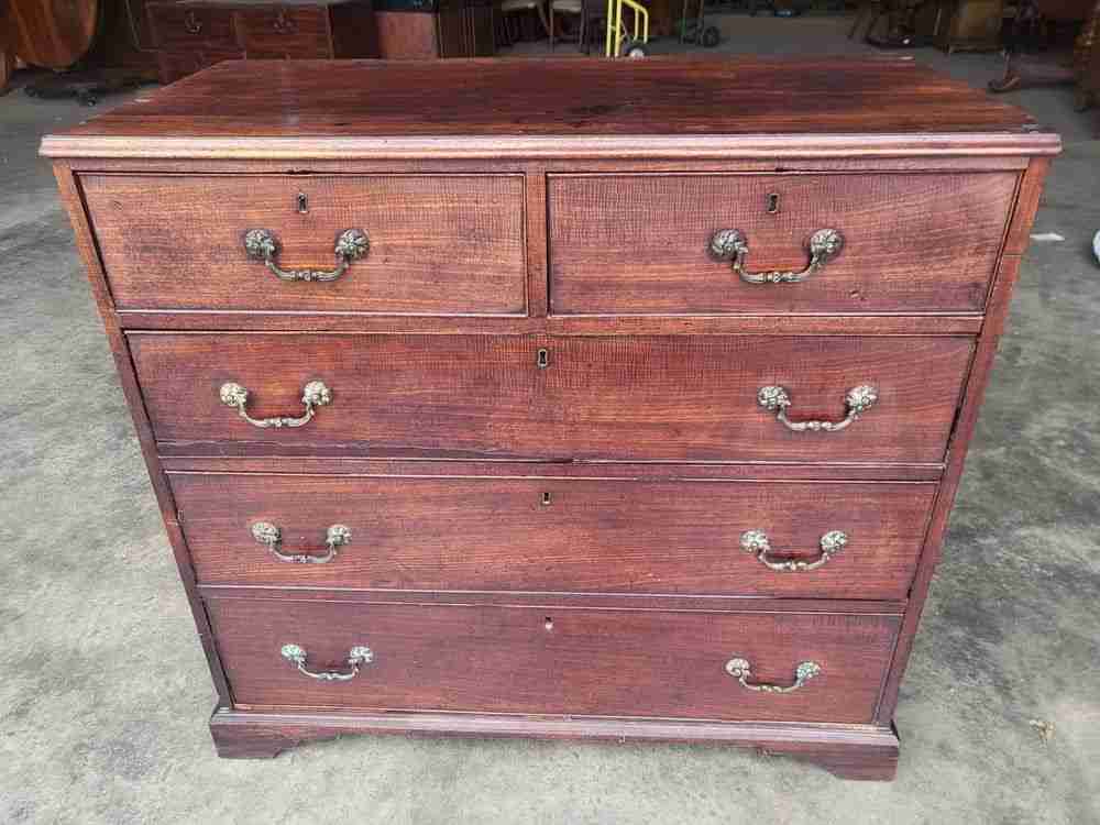 Antique Victorian  2 over 3 chest of drawers bracket feet brass handles