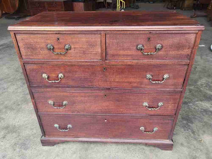 Antique Victorian  2 over 3 chest of drawers bracket feet brass handles