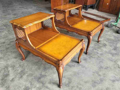 Pair antique repro French side end sofa tables cabriole legs