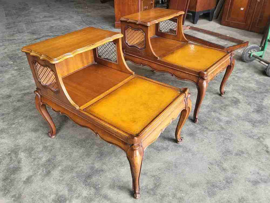 Pair antique repro French side end sofa tables cabriole legs