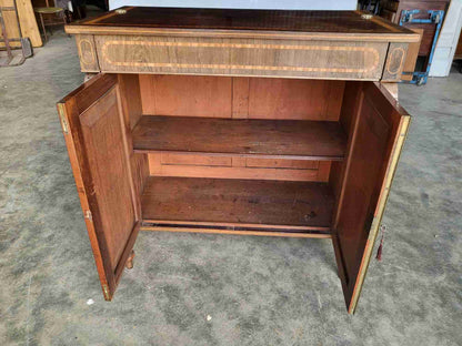 Antique inlaid small sideboard cupboard curved columns