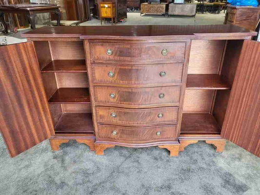 Antique repro small break front sideboard cupboard drawers