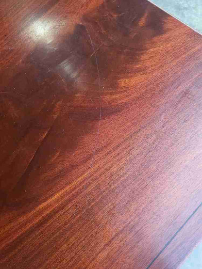 Antique repro extending Lyre sofa coffee work table drawers