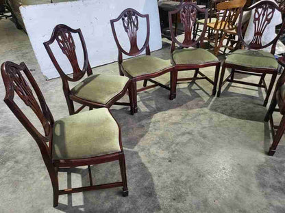 Antique repro mahogany shield back dining chairs 2 carvers 6 chairs