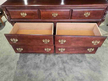 Antique repro low long chest of drawers 3 over 4