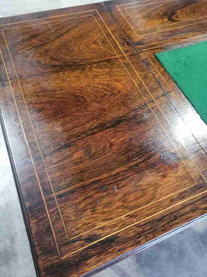Antique Edwardian inlaid rosewood small writing desk table drawers