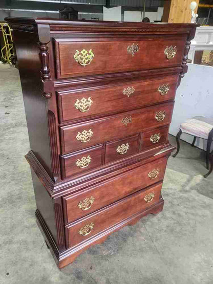 Antique repro tall 4 over 2 chest of drawers chest on chest